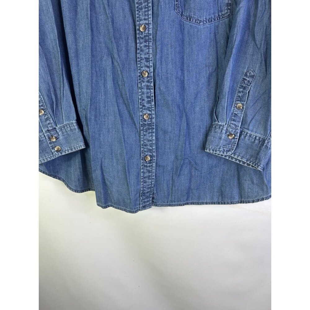 Talbots Chambray Denim Button Front Pocket Shirt - image 2